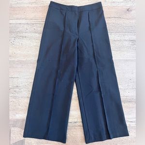 Black wide leg cropped dress pant